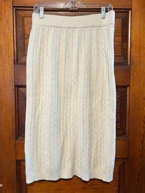PINCH Cream Cable Knit Midi Sweater Skirt - Size L